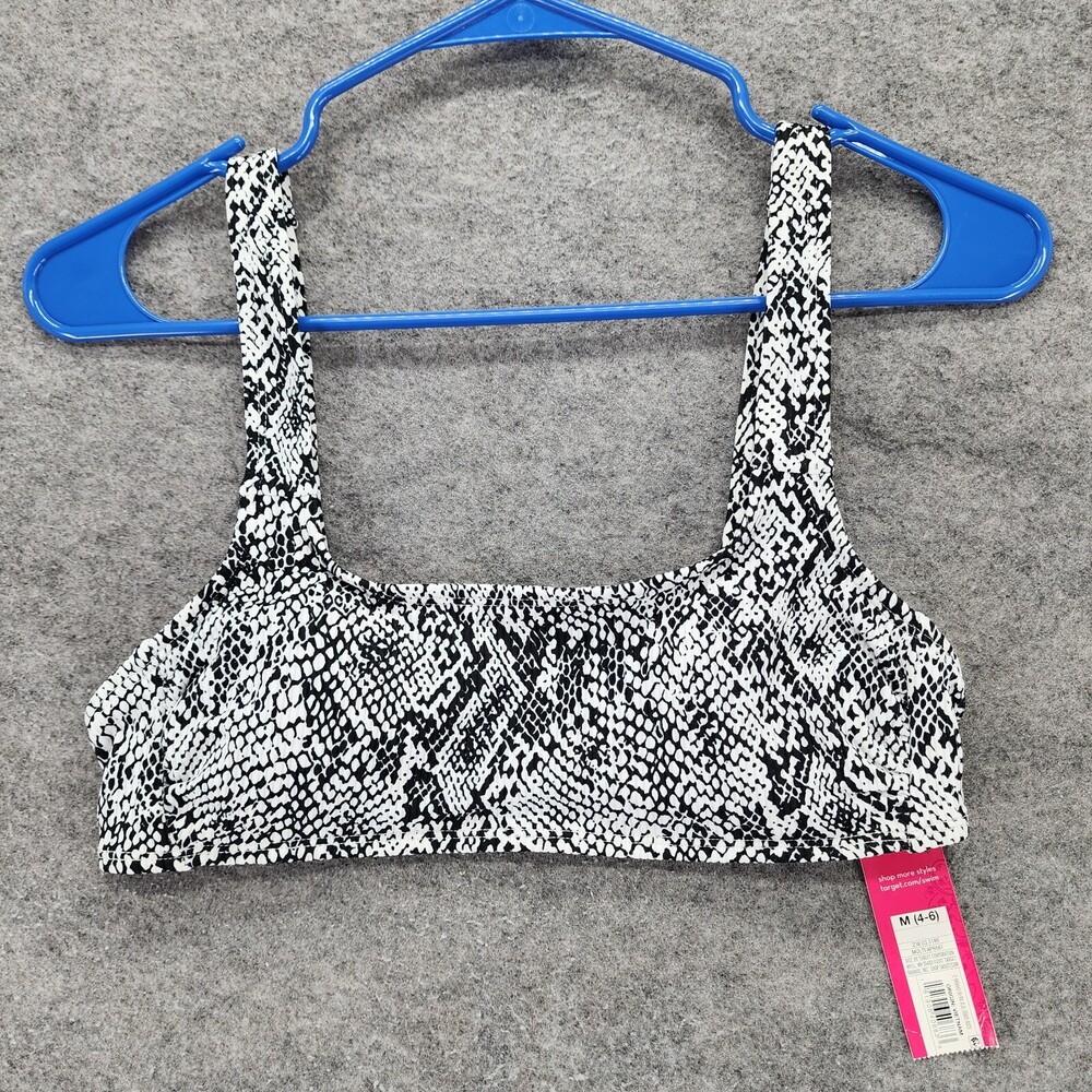 Xhiliration Bikini Top Womens Juniors Medium 4-6 Black White Snakeskin